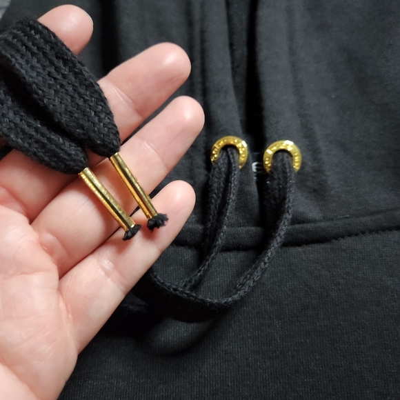 bebe Sport Logo Print Long Sleeve Hooded Pullover Sweatshirt w/ Thumb Holes SzXL - Picture 5 of 14